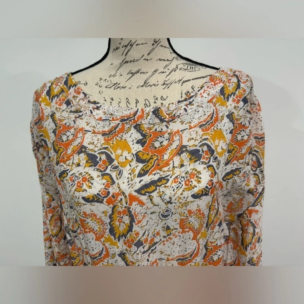 Free People Women's Orange Yellow Floral Cut Out Back Mini Dress Size Medium